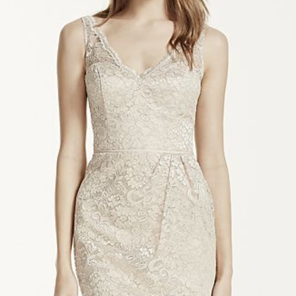 Teal David's Bridal Bridesmaid Dress